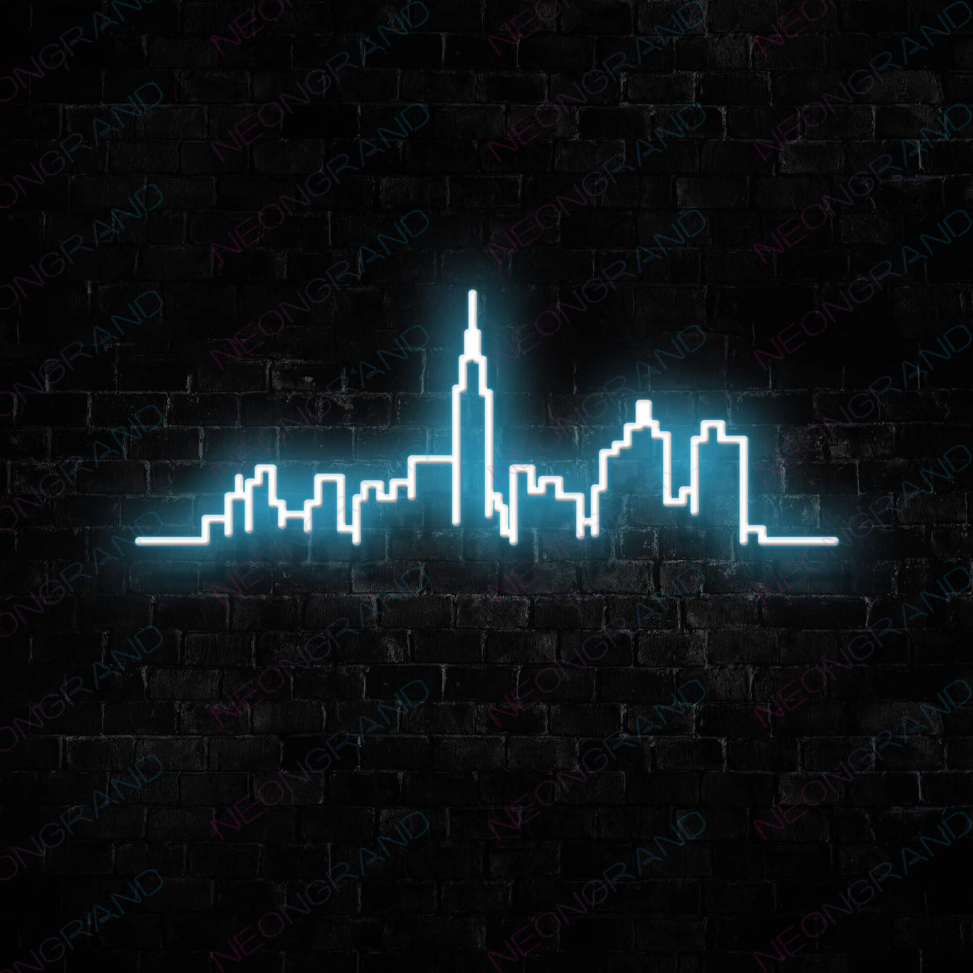 New York City Neon Sign Skyline NYC Led Light light blue
