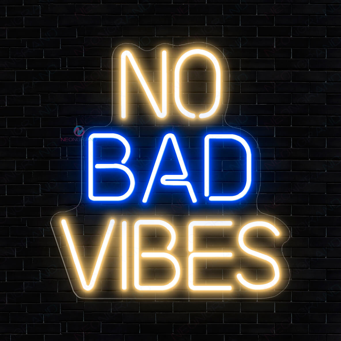 No Bad Vibes Neon Sign Party Led Light gold yellow