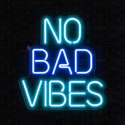 No Bad Vibes Neon Sign Party Led Light light blue