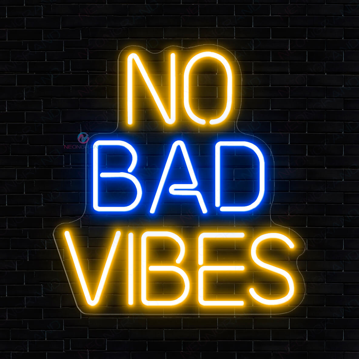 No Bad Vibes Neon Sign Party Led Light orange yellow