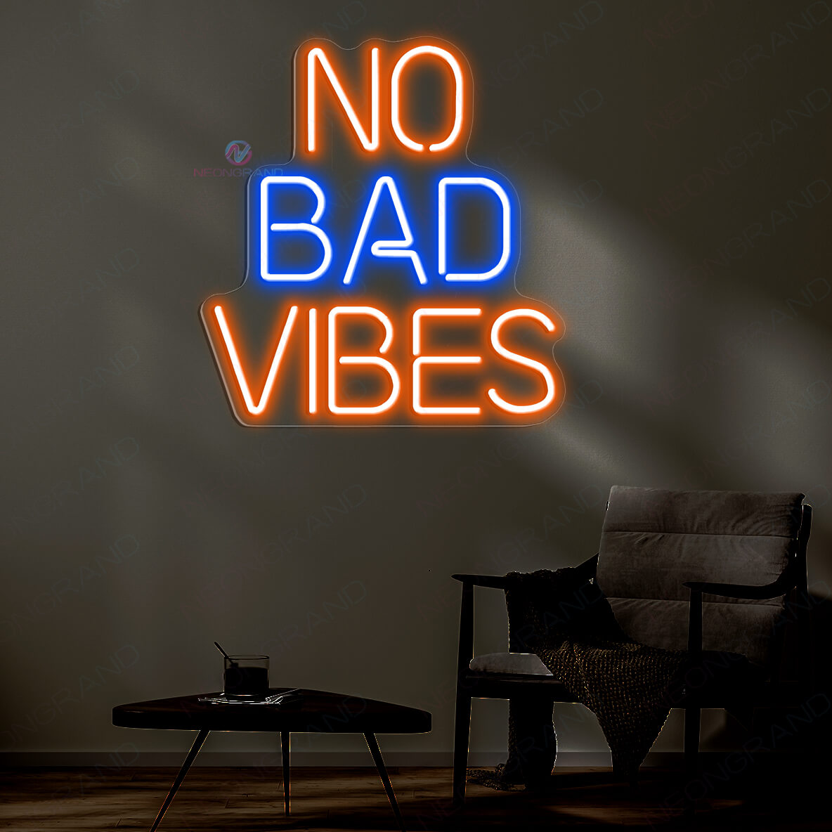 No Bad Vibes Neon Sign Party Led Light orange