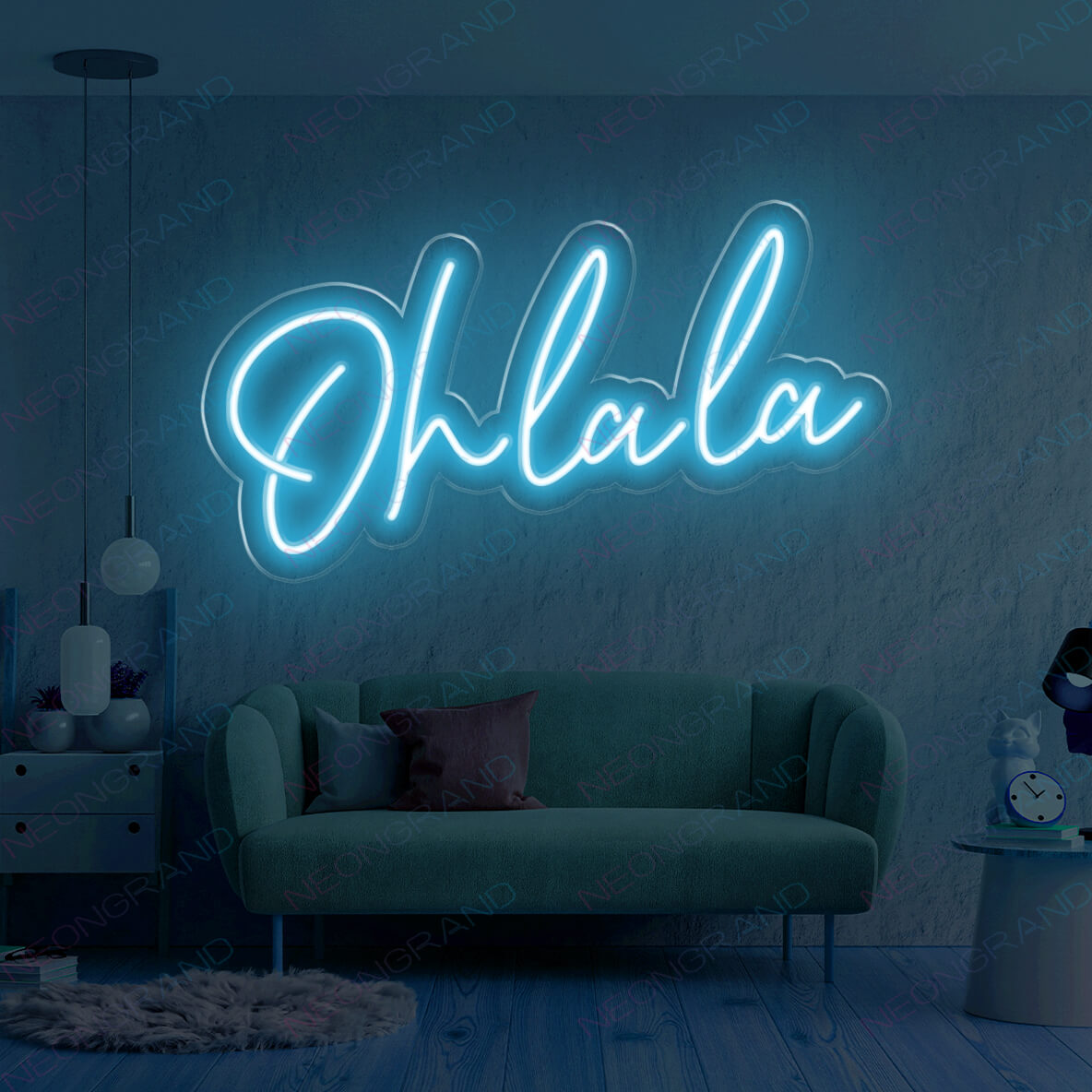 Oh La La Neon Sign Led Light light blue