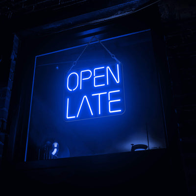 Open Late Neon Sign Business Neon Led Light blue