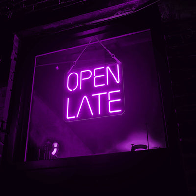 Open Late Neon Sign Business Neon Led Light purple