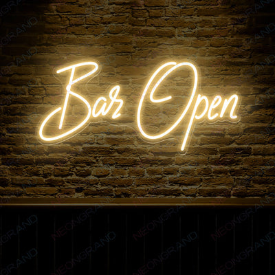 Open Sign Neon Aesthetic Led Light Bar Open gold yellow