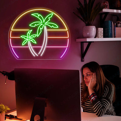 Neon Palm Tree Sign Tropical Plant Led Light