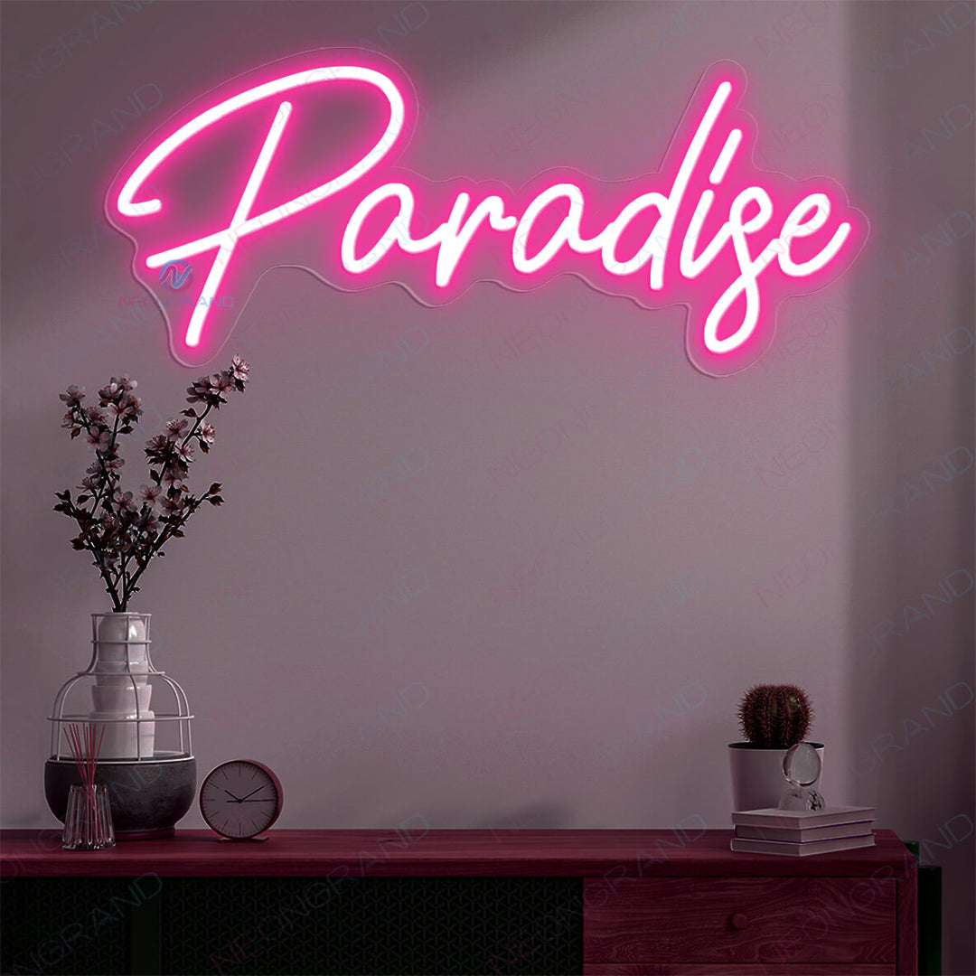 Bright Pink “Paradise” LED Night Light Room Wall hot Decor