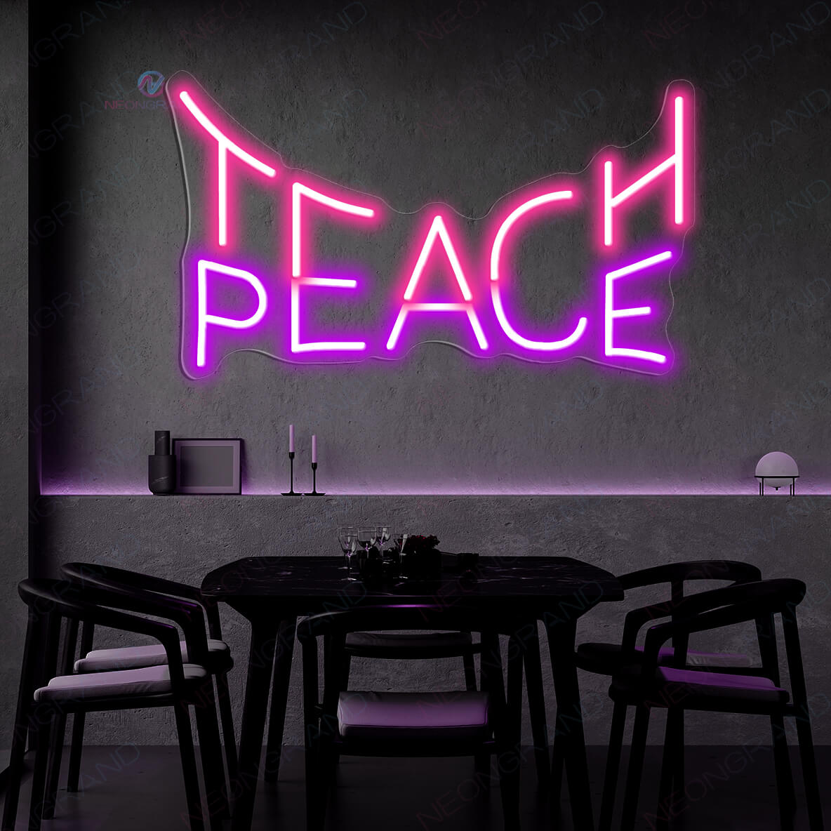 Peace Neon Sign Led Light purple