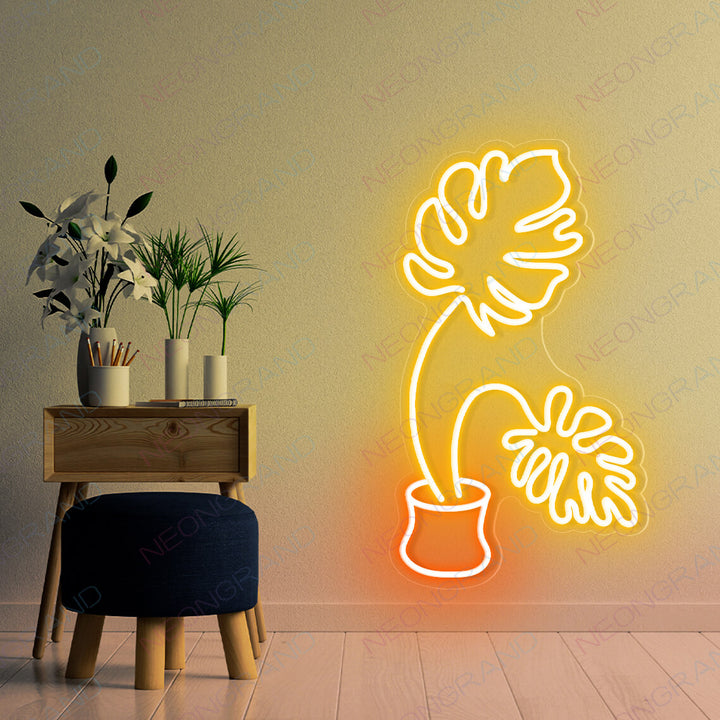 Plant Neon Sign Aesthetic Monstera Leaf Neon Sign Led Light