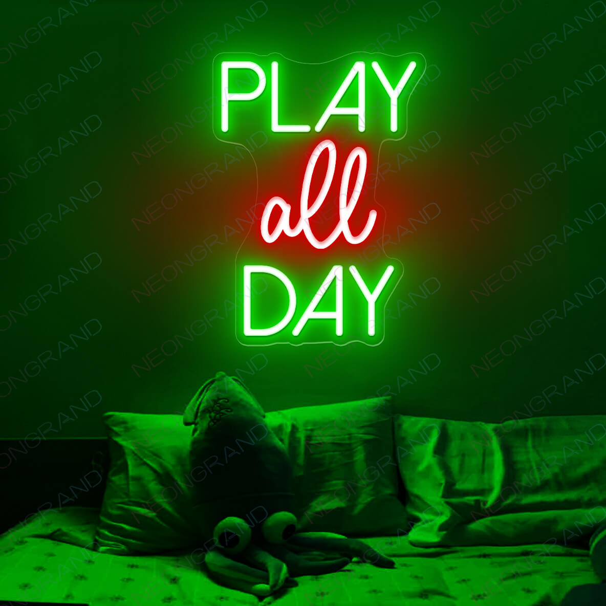 Play All Day Neon Sign Led Light green