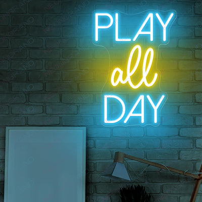 Play All Day Neon Sign Led Light yellow