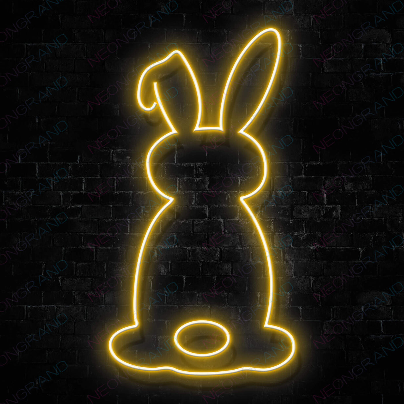 Rabbit Neon Sign Animal Led Light orange yellow