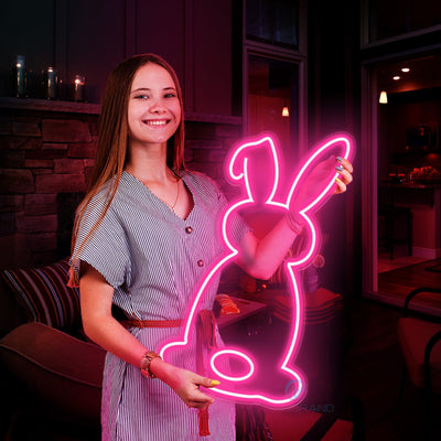 Rabbit Neon Sign Animal Led Light pink