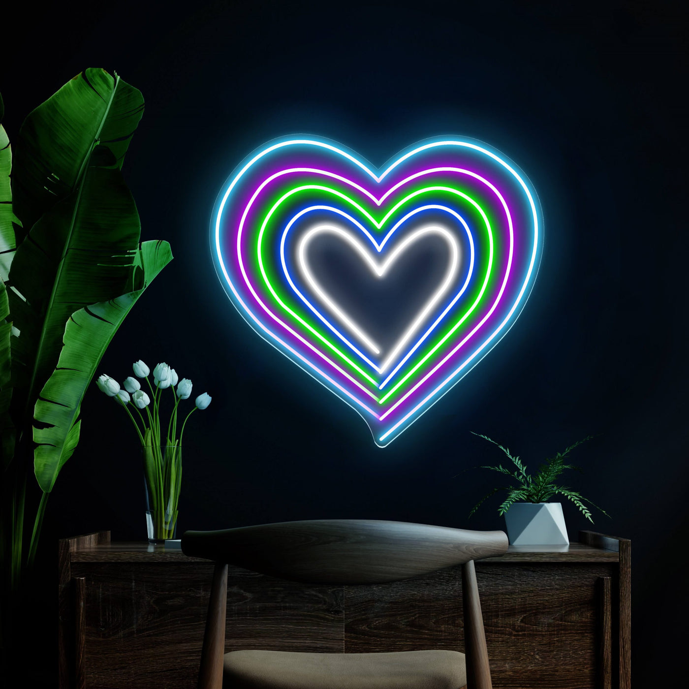 Rainbow Heart Neon Sign Love Led Light 2