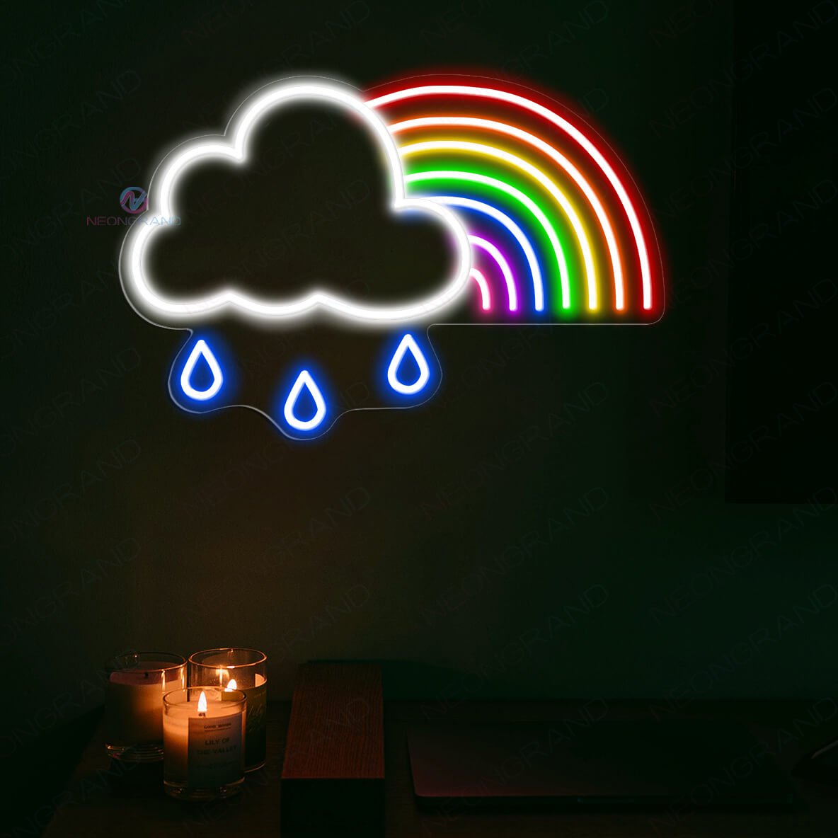Rainbow Neon Sign Rain Cloud Led Light 1