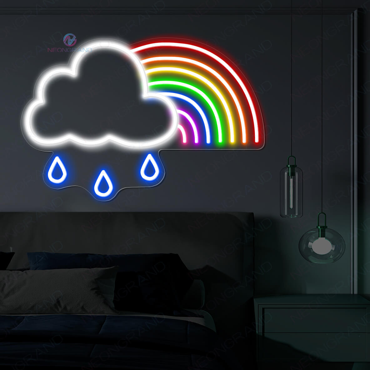 Rainbow Neon Sign Rain Cloud Led Light 2