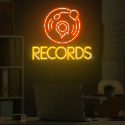 Records Neon Sign Recording Neon Music Sign Vinyl Led Light dark orange