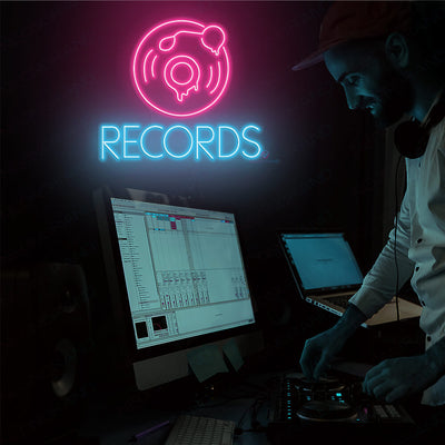 Records Neon Sign Recording Neon Music Sign Vinyl Led Light pink