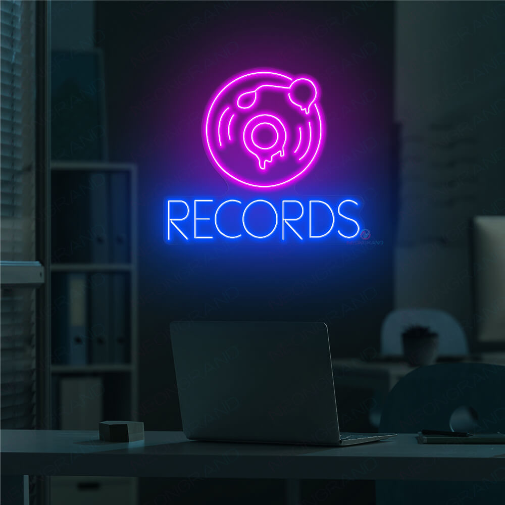 Records Neon Sign Recording Neon Music Sign Vinyl Led Light violet