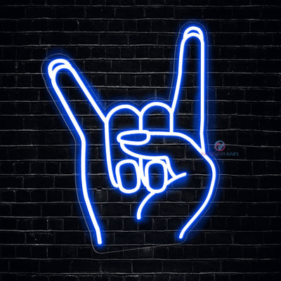 Rock And Roll Neon Sign Hand Led Light blue