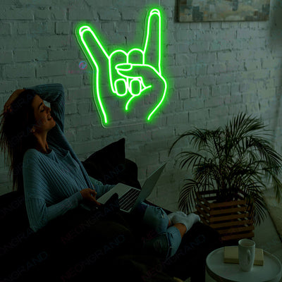 Rock And Roll Neon Sign Hand Led Light green
