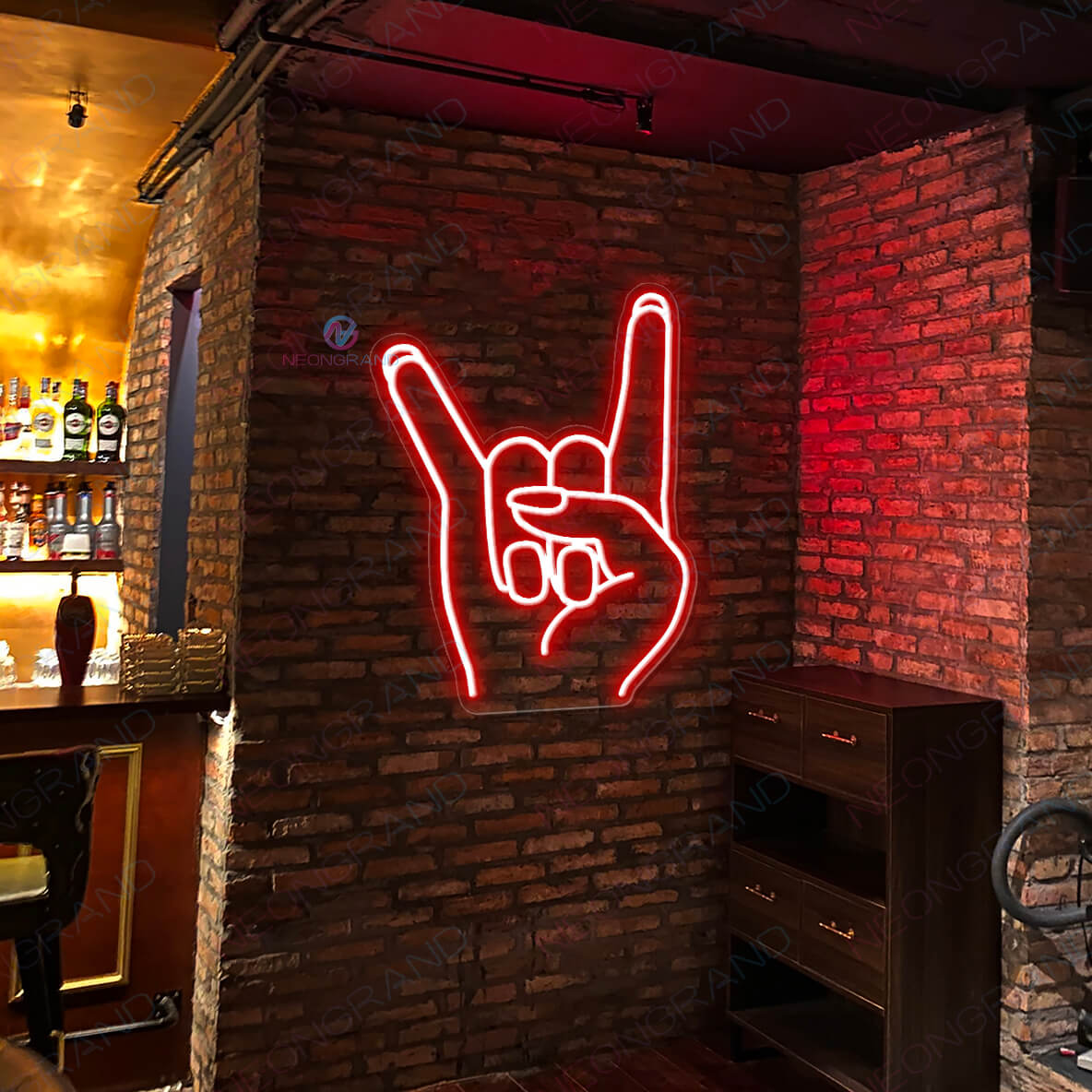 Rock And Roll Neon Sign Hand Led Light red