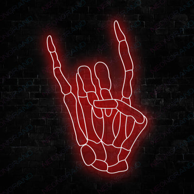 Rock N Roll Neon Sign Skeleton Hand Led Light red