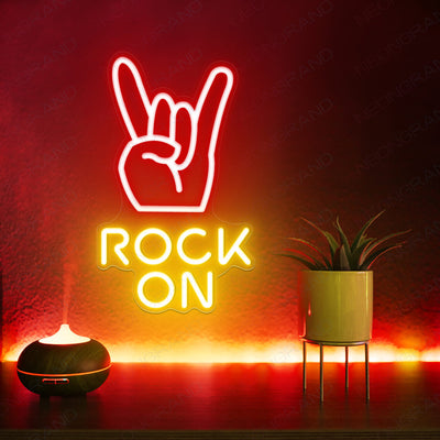 Rock On Neon Sign Rock N Roll Rock Hand Led Light red