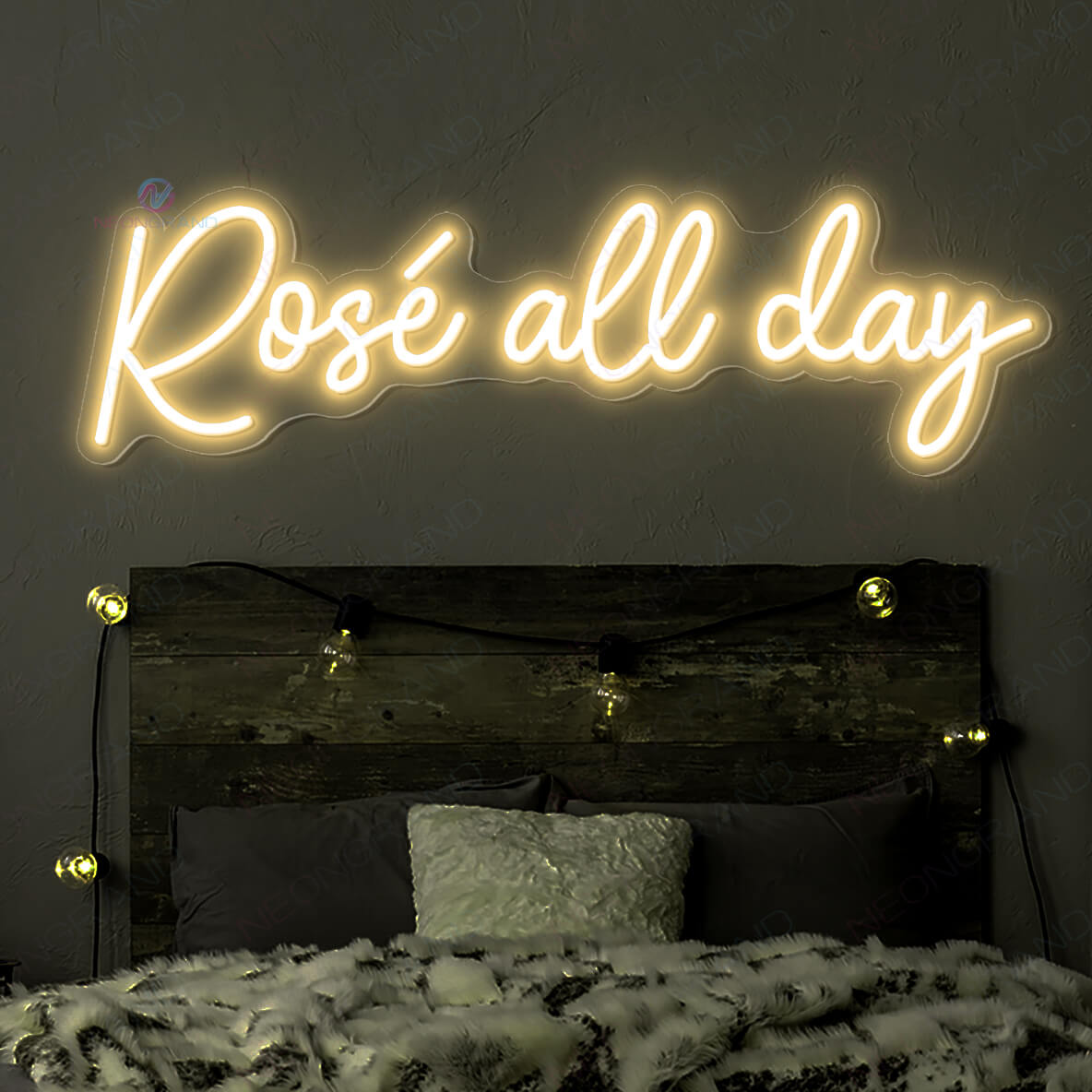 Rose All Day Neon Sign Led Light gold yellow1