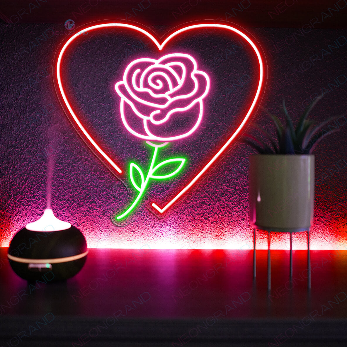 Rose Neon Sign Flower Led Light Red Neon Sign Aesthetic - NeonGrand