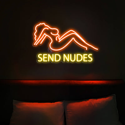Send Nudes Female Body Neon Sign Woman Led Light Orange