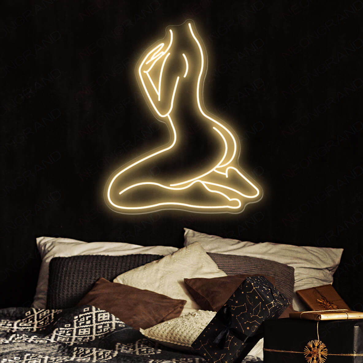 Sexy Female Body Neon Sign Woman Led Light gold yellow