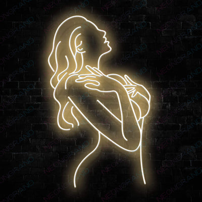 Sexy Lady Back Girls Neon Sign Gold Yellow