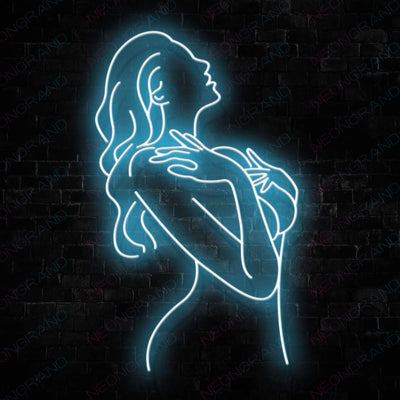 Sexy Lady Back Girls Neon Sign Light Blue