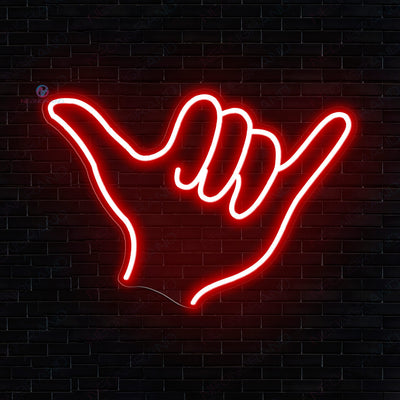 Shaka Neon Sign Hang Loose Hand Sign Led Light red