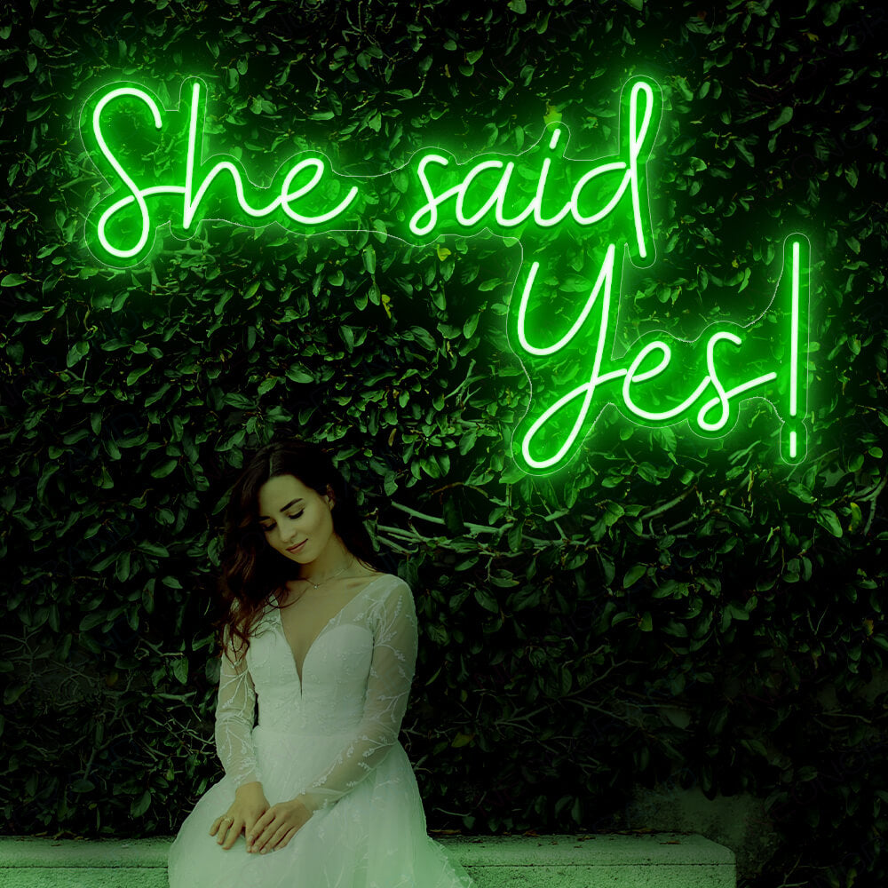 She Said Yes Neon Sign Wedding Led Light green