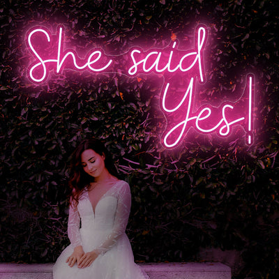 She Said Yes Neon Sign Wedding Led Light pink