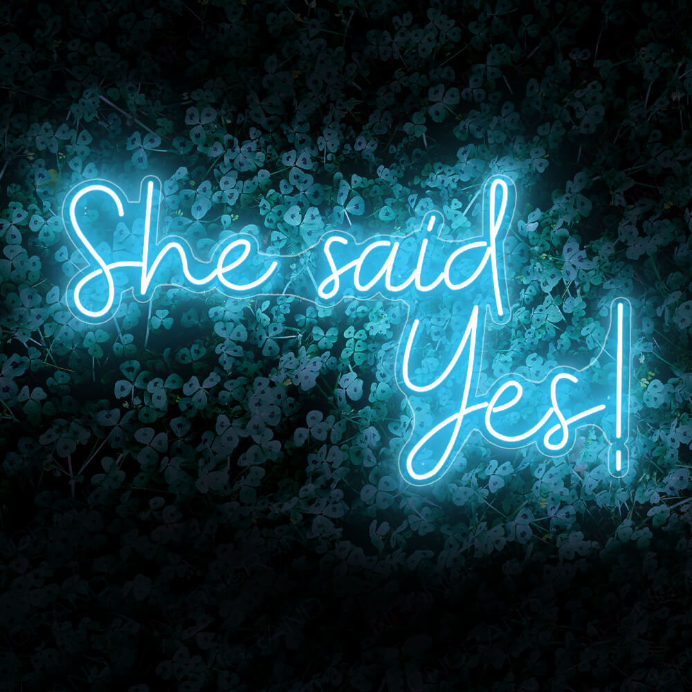 She Said Yes Neon Sign Wedding Led Light sky blue