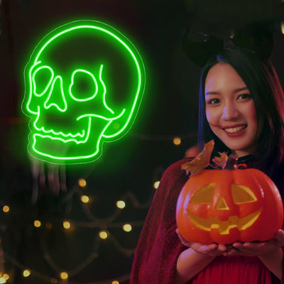 Skull Neon Sign Halloween Led Light green1