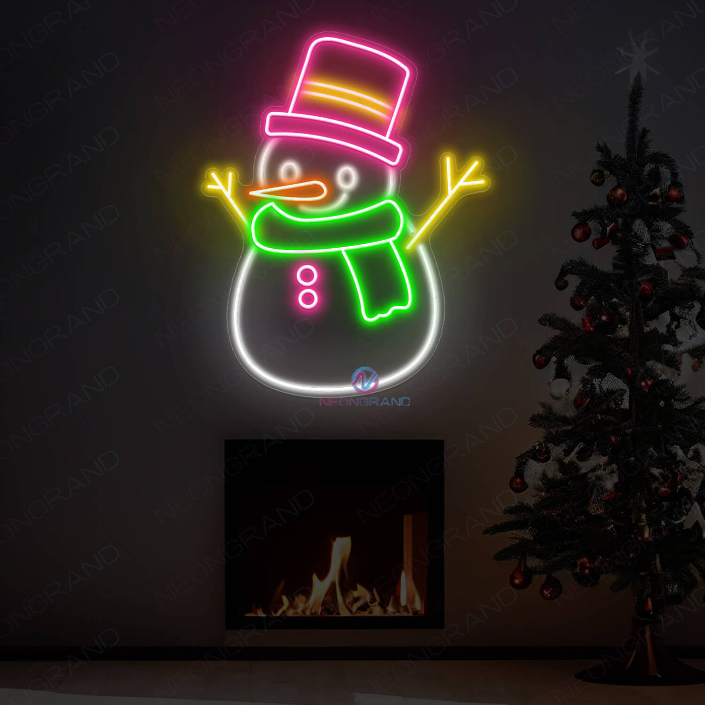 Snowman Christmas Neon Sign Picture LED Light