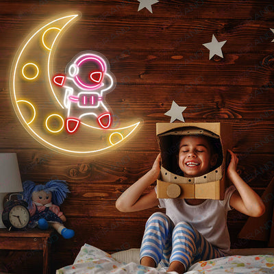 Space Neon Sign Dab Astronaut Neon Sign Spaceship Led Light light yellow