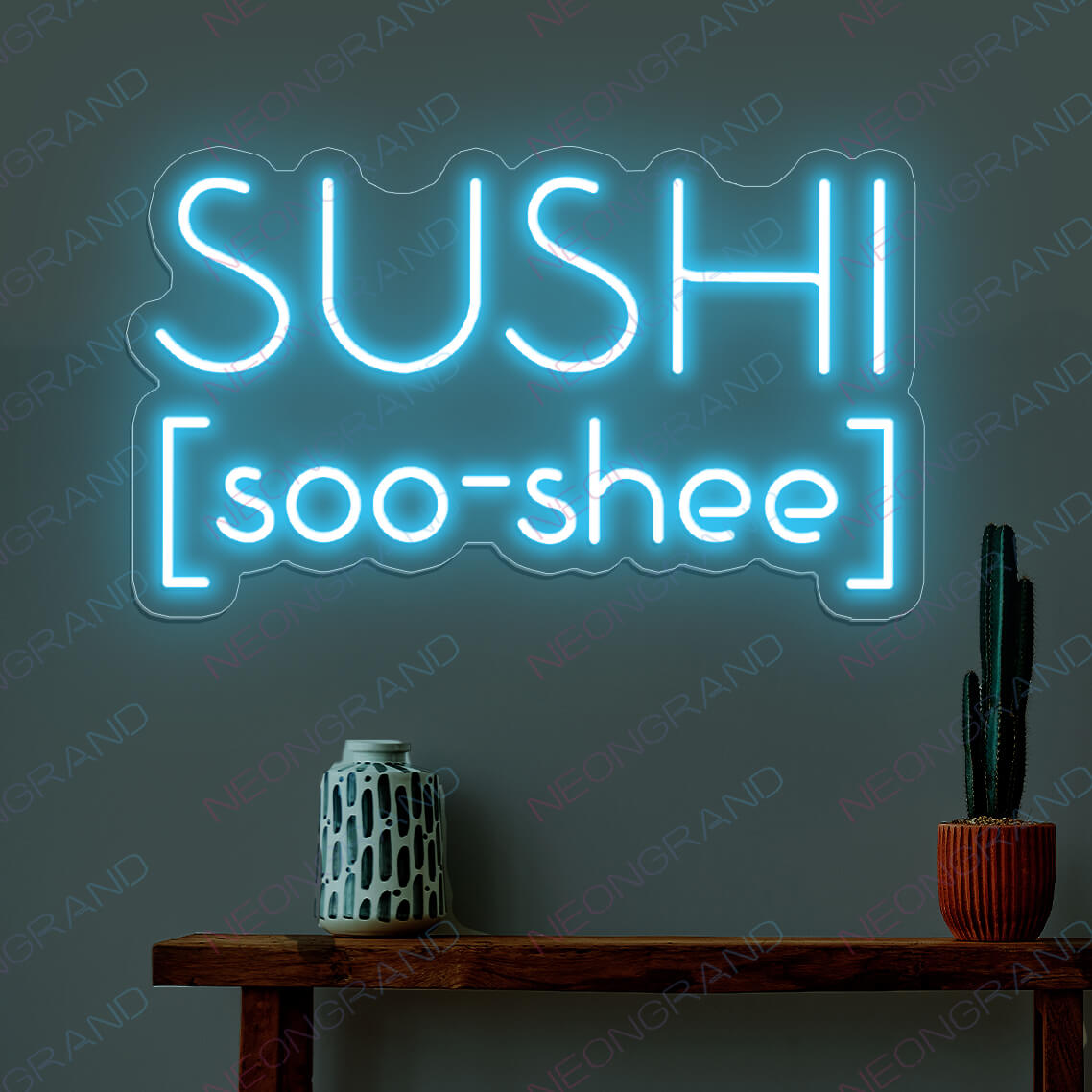 Sushi Neon Sign Japanese Food Led Light light blue