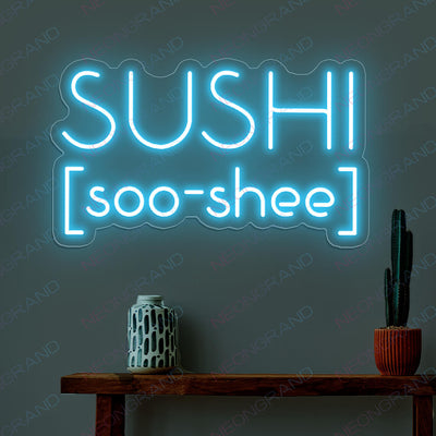 Sushi Neon Sign Japanese Food Led Light light blue