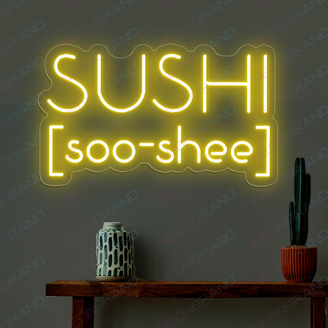 Sushi Neon Sign Japanese Food Led Light yellow