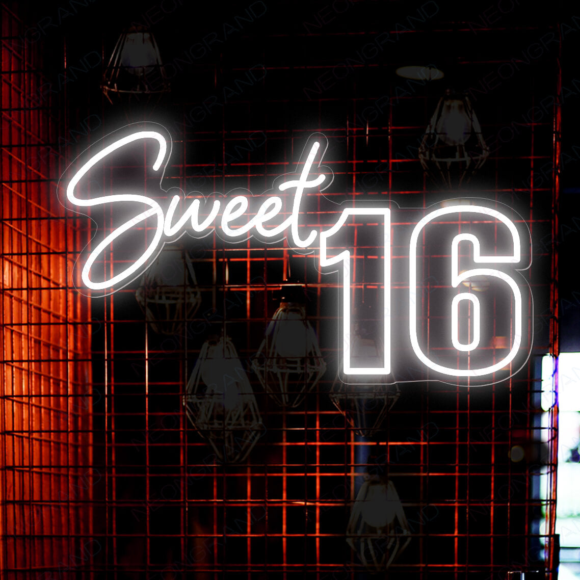 Sweet 16 Neon Sign Happy Birthday Party Led Light white