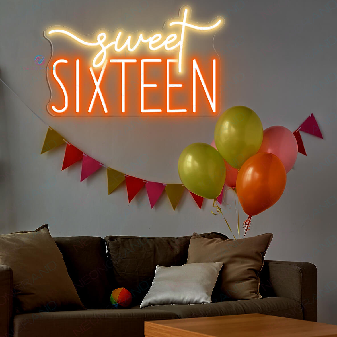 Sweet 16 Neon Sign Sweet Sixteen Happy Birthday Led Light orange
