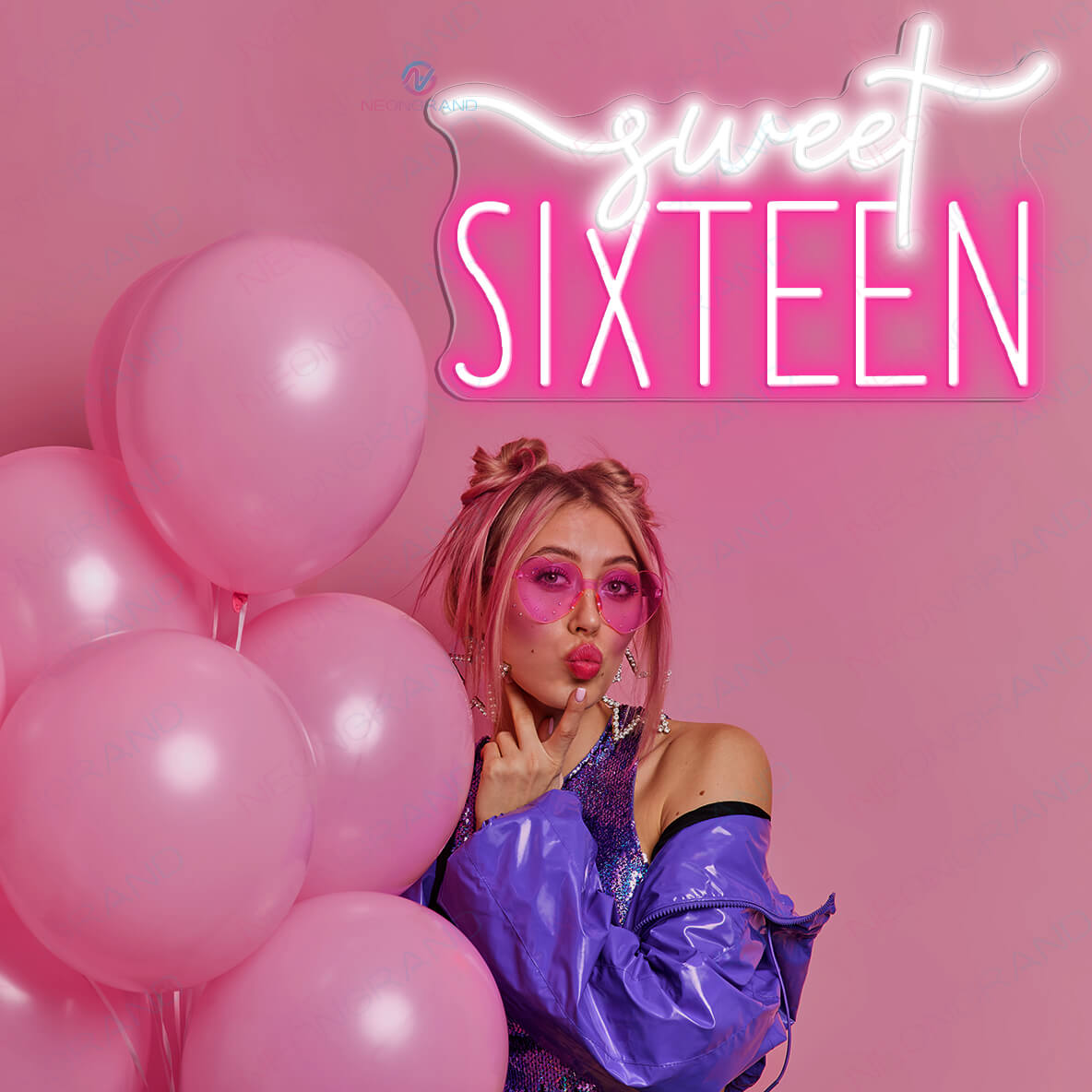 Sweet 16 Neon Sign Sweet Sixteen Happy Birthday Led Light pink