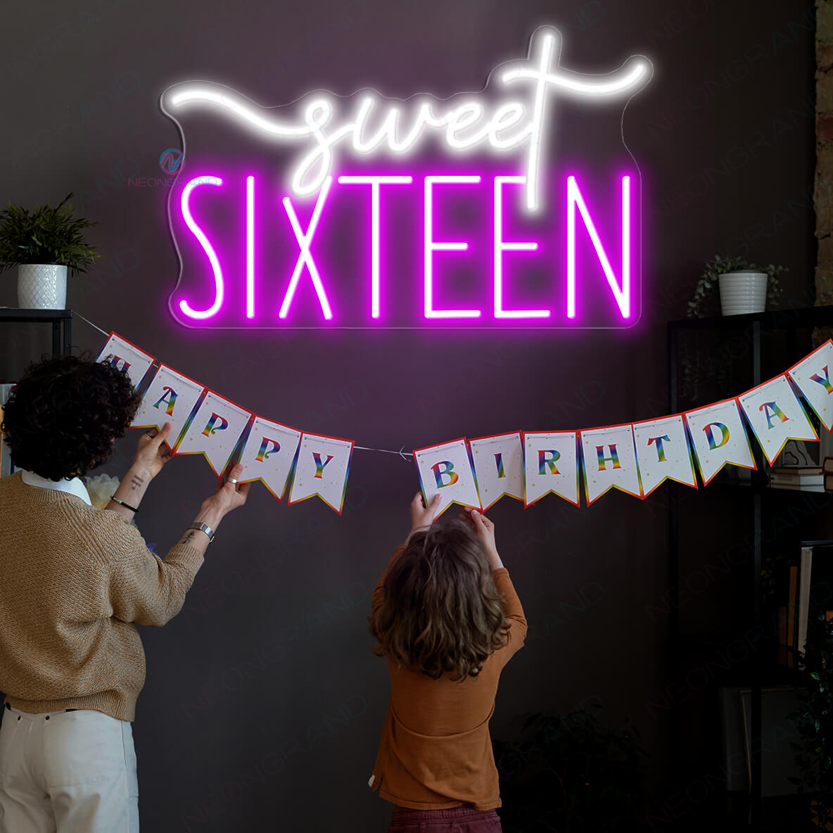 Sweet 16 Neon Sign Sweet Sixteen Happy Birthday Led Light purple