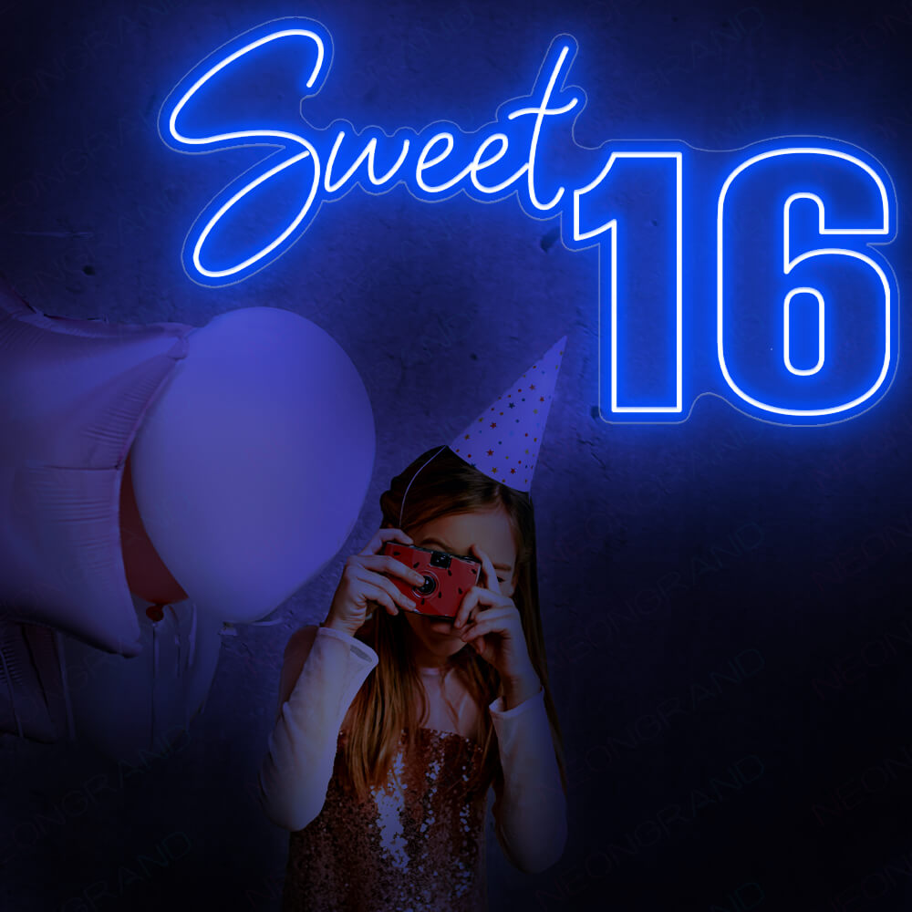 Sweet 16 Neon Sign Happy Birthday Party Led Light - NeonGrand