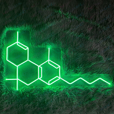 THC Molecule Weed Neon Sign Led Light green wm1